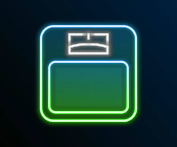 Leuchtende Neon Linie Badezimmerwaagen Symbol Isoliert Auf Schwarzem Hintergrund Gewichtsmessgeräte — Stockvektor