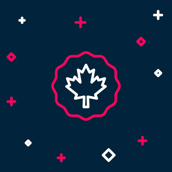 Linea Canadese Icona Foglia Acero Isolato Sfondo Blu Canada Simbolo — Vettoriale Stock