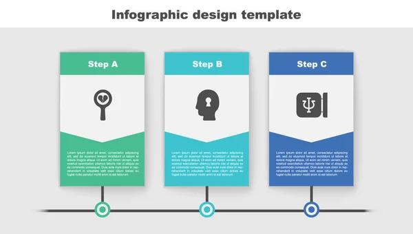 Set Cœur Brisé Divorce Solution Problème Psychologie Psi Modèle Infographie — Image vectorielle