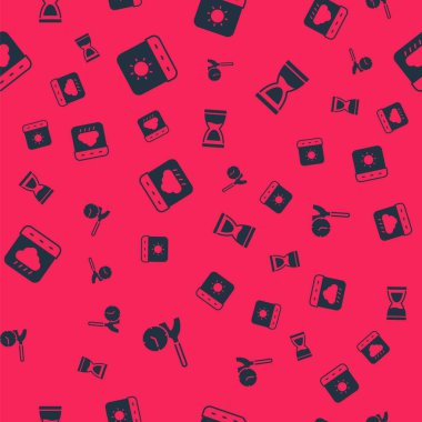 Temizlik Zamanı Takvimi Yaz Sonbaharı ve Eski Kum Saati 'ni pürüzsüz bir şablona ayarla. Vektör.