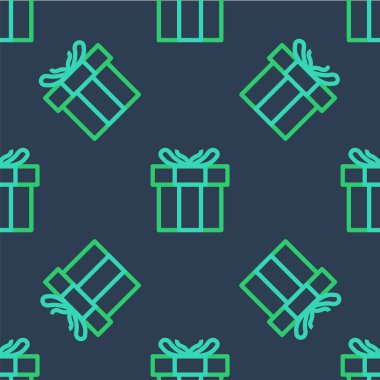 Satır Hediye kutusu simgesi mavi arkaplanda izole edilmiş kusursuz desen. Sevgililer Günü. Vektör.
