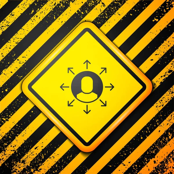 Černá Multitasking Manager Pracovní Ikona Izolované Žlutém Pozadí Varovné Znamení — Stockový vektor