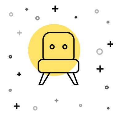 Siyah renkli Armchair simgesi beyaz arkaplanda izole edildi. Rastgele dinamik şekiller. Vektör.