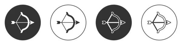 Zwarte Pijl Boog Pictogram Geïsoleerd Witte Achtergrond Cupido Symbool Liefde — Stockvector