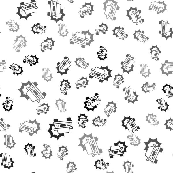Schwarze Autounfall Ikone Isoliert Nahtlose Muster Auf Weißem Hintergrund Versicherungskonzept — Stockvektor