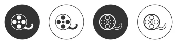 Иконка Черной Пленки Выделена Белом Фоне Круглая Кнопка Вектор — стоковый вектор