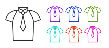 Black line Shirt icon isolated on white background. T-shirt. Set icons colorful. Vector.