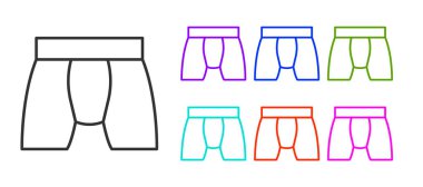 Siyah çizgili erkek iç çamaşırı simgesi beyaz arkaplanda izole edilmiş. Erkek iç çamaşırı. Simgeleri renklendirin. Vektör.