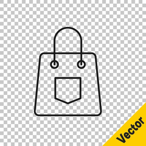 Línea Negra Icono Del Bolso Aislado Sobre Fondo Transparente Señal — Vector de stock
