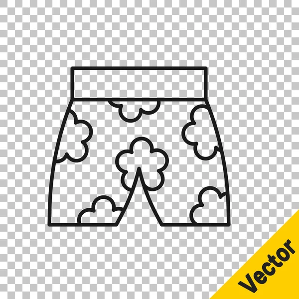 Black Line Swimming Trunks Icon Isolated Transparent Background Vector — Stock Vector