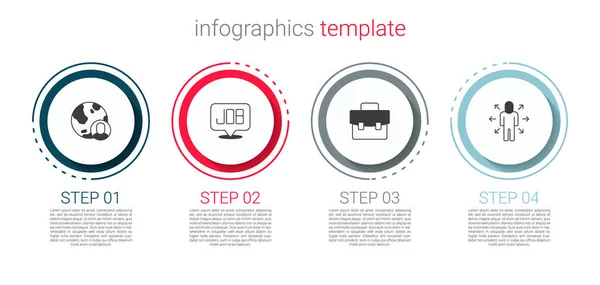 Définir Globe Les Gens Rechercher Emploi Porte Documents Multitasking Gestionnaire — Image vectorielle