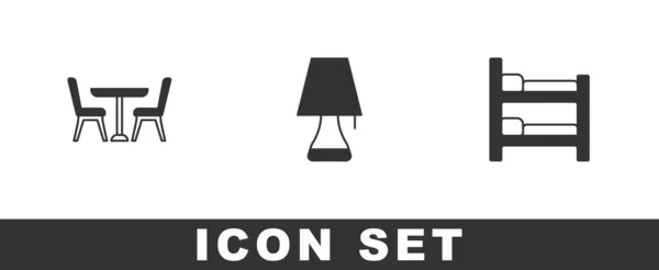 Conjunto Mesa Con Lámpara Silla Litera Icono Vector — Vector de stock