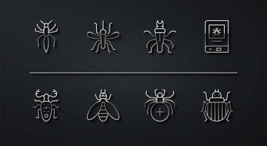 Örümcek Böceği geyik kitabı, böcek, Colorado böceği ve termit ikonu hakkında. Vektör.