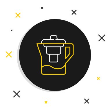 Beyaz arkaplanda izole edilmiş bir filtre simgesi olan çizgi suyu testisi. Renkli taslak konsepti. Vektör.