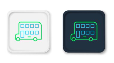 Çift katlı hat otobüs simgesi beyaz arkaplanda izole edildi. Londra klasik yolcu otobüsü. Toplu taşıma sembolü. Renkli taslak konsepti. Vektör.