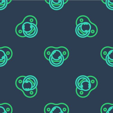 Çizgi Bebeği emziği simgesi mavi arkaplanda izole edilmiş kusursuz desen. Çocuk oyuncağı. Vektör.