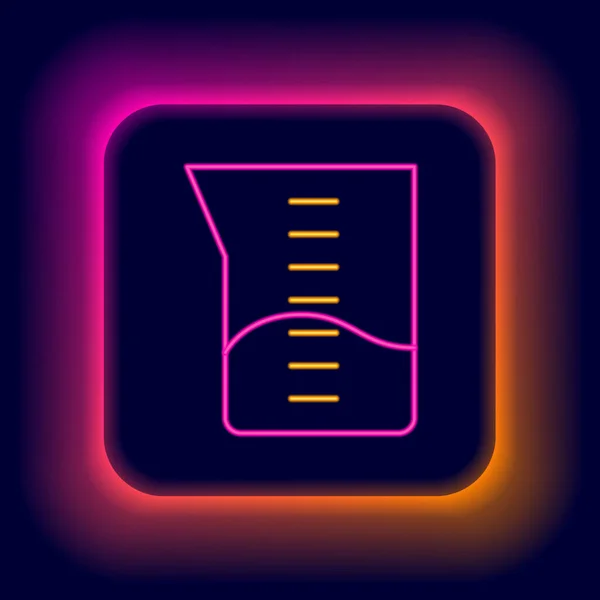 Világító Neon Vonal Laboratóriumi Üvegedények Vagy Főzőpohár Ikon Elszigetelt Fekete — Stock Vector