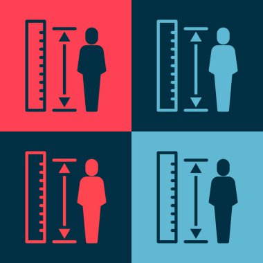 Pop sanatının boy boy ölçme simgesi renk arkaplanında izole edildi. Vektör.