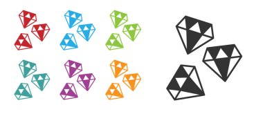 Siyah Taş ikonu beyaz arkaplanda izole edilmiş. Mücevher sembolü. Elmas. Simgeleri renklendirin. Vektör.