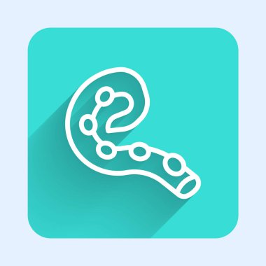 Dokunaç simgesinin beyaz çizgi ahtapotu uzun gölgeyle izole edilmiş. Yeşil kare düğmesi. Vektör.