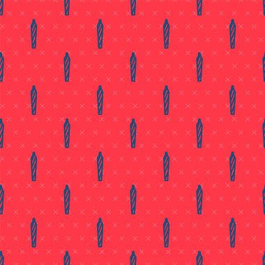 Mavi çizgi marihuana eklem, ot ikonu kırmızı arka planda izole edilmiş pürüzsüz desen. Uyuşturuculu sigara, esrar sarılmış sigara. Vektör.