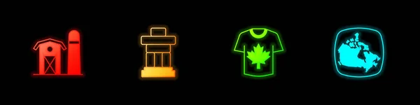 Set Farm House Inukshuk Hockey Jersey Canada Map Icon Вектор — стоковий вектор