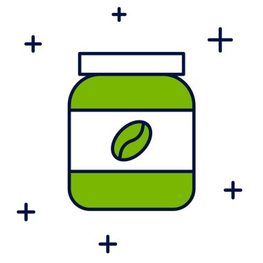 Filled outline Coffee jar bottle icon isolated on white background. Vector.