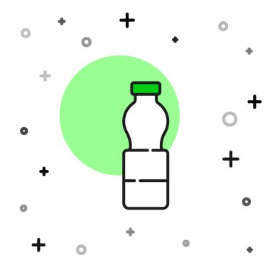 Beyaz arka planda izole edilmiş bir şişe dolusu su ikonu. Soda su içme tabelası. Vektör.