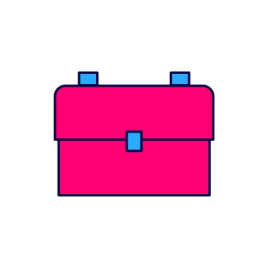 Doldurulmuş okul sırt çantası simgesi beyaz arkaplanda izole edildi. Vektör.