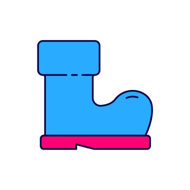 Beyaz arka planda izole edilmiş su geçirmez lastik bot simgesi. Yağmurlu hava, balıkçılık, bahçe işleri için çizme. Vektör.