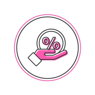 Doldurulmuş İndirim yüzde etiketi simgesi beyaz arkaplanda izole edildi. Etiket alışverişi. Özel teklif işareti. İndirim kuponları sembolü. Vektör.