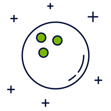 Doldurulmuş bovling topu simgesi beyaz arkaplanda izole edildi. Spor malzemeleri. Vektör.