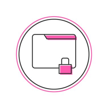 Doldurulmuş ana dizin ve kilit simgesi beyaz arkaplanda izole edildi. Kapalı dosya ve asma kilit. Güvenlik, güvenlik, koruma kavramı. Vektör.