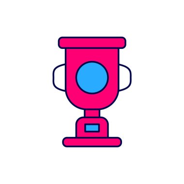 Doldurulmuş taslak ödül kupa simgesi beyaz arkaplanda izole edildi. Galibiyet ödülü sembolü. Şampiyonluk ya da yarışma kupası. Spor başarısı işareti. Vektör.