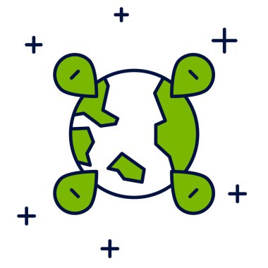 Beyaz arkaplanda izole edilmiş dünya simgesinin ana hatlı konumu. Dünya ya da Dünya işareti. Vektör.