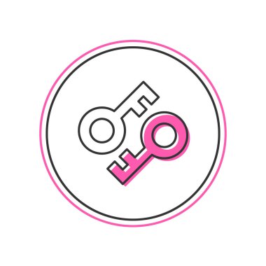 Doldurulmuş ana para birimi simgesi beyaz arkaplanda izole edildi. Siber güvenlik kavramı ya da özel anahtar, teknolojik arayüzlü dijital anahtar. Vektör.