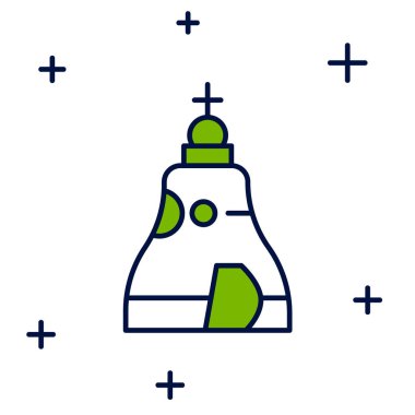 Beyaz arka planda izole edilmiş Moskova 'daki Çar Çanı anıtı simgesi ana hatlarıyla dolduruldu. Vektör.