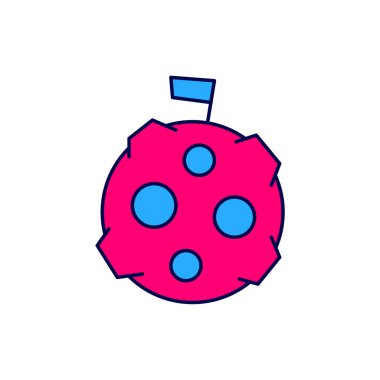 Ayın ana hatlarını beyaz arkaplanda izole edilmiş bayrak simgesiyle doldurdum. Vektör.