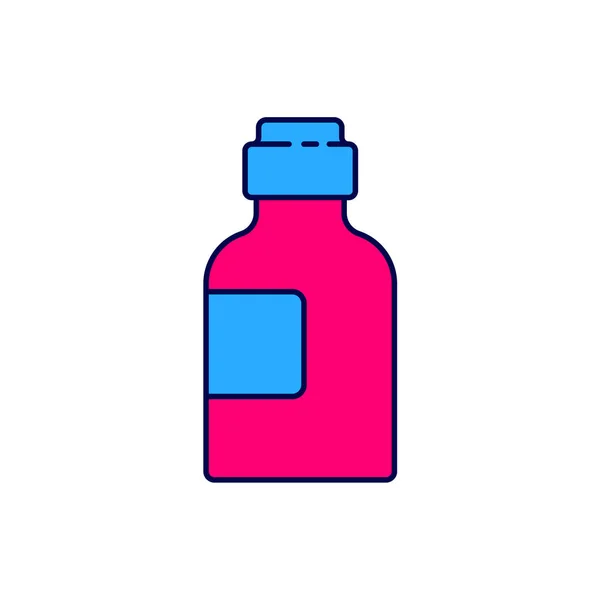 Заповнена Контурна Пляшка Значка Медичного Сиропу Ізольована Білому Тлі Векторні — стоковий вектор