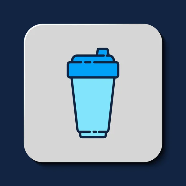 Filled Outline Fitness Shaker Icon Isolated Blue Background Sports Shaker — Wektor stockowy