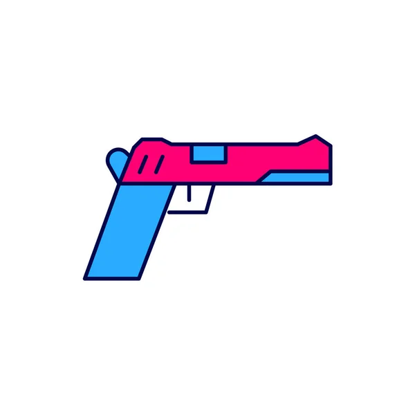 Filled Outline Pistol Gun Icon Isolated White Background Police Military — 图库矢量图片