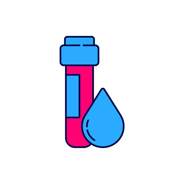 Filled Outline Test Tube Water Drop Icon Isolated White Background — 图库矢量图片