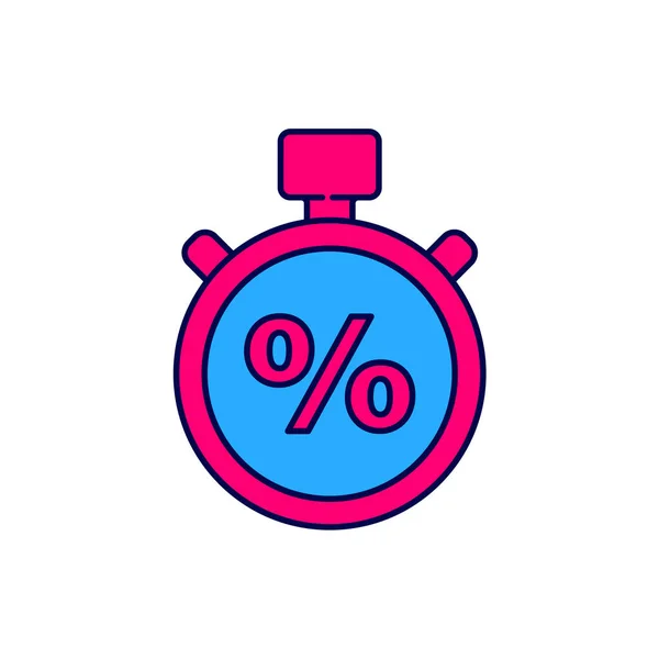 Filled Outline Stopwatch Percent Icon Isolated White Background Time Timer — ストックベクタ