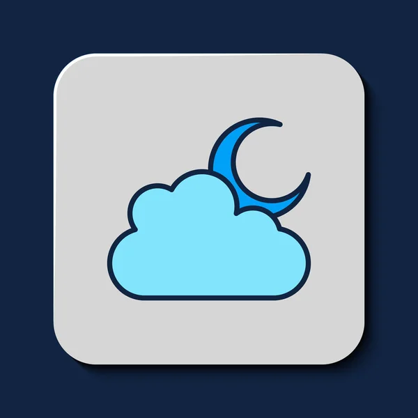 Esquema Lleno Nube Con Icono Lunar Aislado Sobre Fondo Azul — Vector de stock