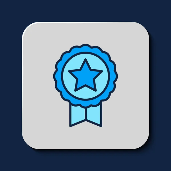 Filled Outline Medal Star Icon Isolated Blue Background Winner Achievement — ストックベクタ