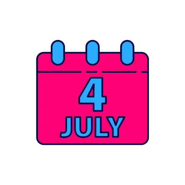 Filled Outline Day Calendar Date July Icon Isolated White Background — 스톡 벡터