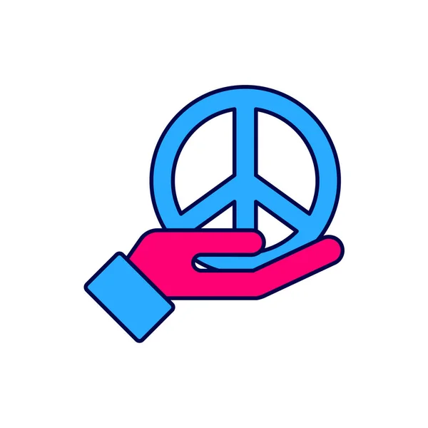 Filled Outline Peace Icon Isolated White Background Hippie Symbol Peace — Stok Vektör
