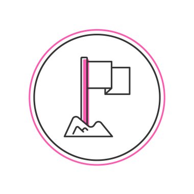 Doldurulmuş ana hatlı bayrak simgesi beyaz arkaplanda izole edildi. Yer belirleyici sembol. Vektör.