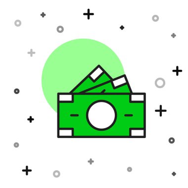 Doldurulmuş kağıt yığınları para para ikonu beyaz arka planda izole. Para desteleri. Para birimi. Vektör.