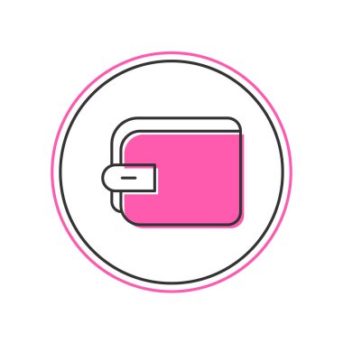 Doldurulmuş cüzdan simgesi beyaz arkaplanda izole edildi. Çanta ikonu. Nakit tasarruf sembolü. Vektör.